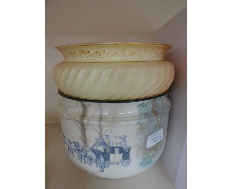 ***REOFFER MAY £30/40*** A Royal Worcester blush ivory fruit bowl pattern 1805, circa 1900 and a Royal Doulton planter 