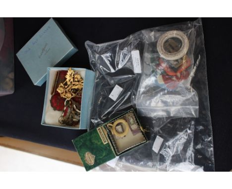 Enamel and Art Nouveau buckles; together with paste, mother of pearl, etc (22) and other items 