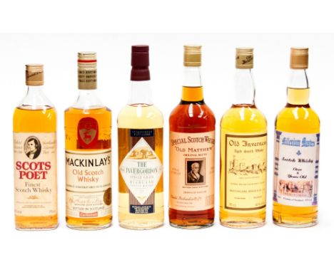 Whisky including Millennium Master, Invergordon 10 year old, Scots poet, Mackinlay Old Scotch Whiskey, Old Inverness, Old Mat