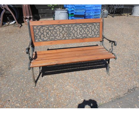 Garden Bench cast iron and wood 50 inches wide 33 tall