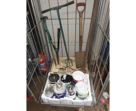 Stillage of Garden Tools , Paint , Wire Netting , Dinghy etc etc from house clearance ( stillage not included ) Buyer clears 
