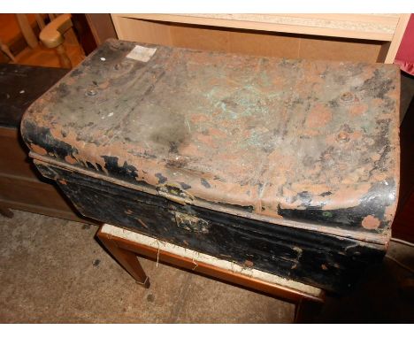 Tin Trunk 13 x 13 x 25 inches ( dented )