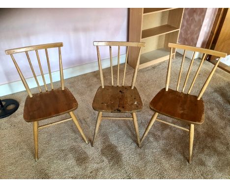 3 Ercol Stick Back Chairs ( painting or renovation project)