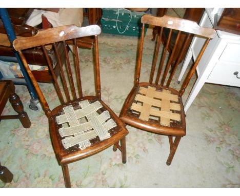 2 Edwardian Mahogany Stick Back Chairs for reupholstering 