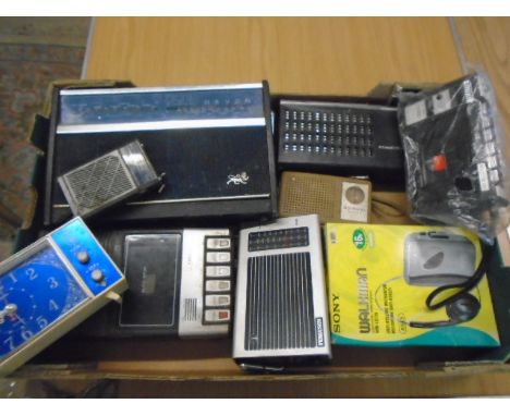 radio's, clock, tape player and walkman