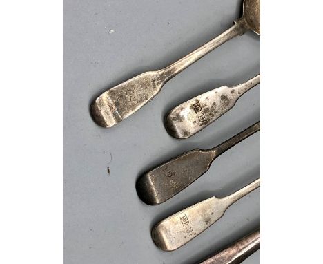 4 silver teaspoons, silver handled shoe horn and silver handled fork