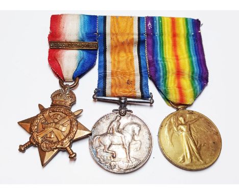 MILITARIA - BRITISH WW1 TRIO OF MEDALS AWARDED TO GNR.G C R S HOLMES RFA.

NO. 10