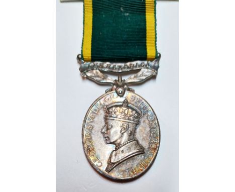 MILITARIA - KING GEORGE VI TERRITORIAL EFFICIENCY MEDAL ROYAL ARTILLERY AWARDED TO GUNNER R. T. TREVETT.

NO. 21