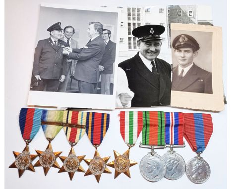 MILITARIA - WW2 GROUP OF EIGHT MEDALS AWARDED TO JOHN JOSEPH DORAN WITH PHOTOGRAPHS. INC. 5 STAR MEDALS 1939-45, ATLANTIC FRA