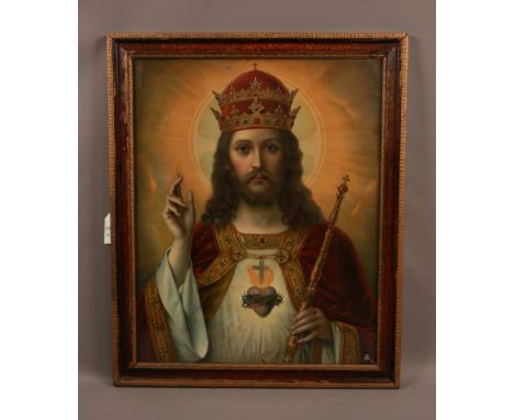 Portrait of Jesus Christ, Print, Framed and Glazed. 'Blessed and Kissed' Details on the back.72x59cm#2479 