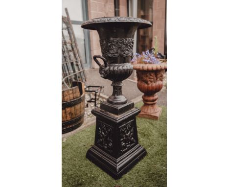 Large Black Cast Iron Planter 