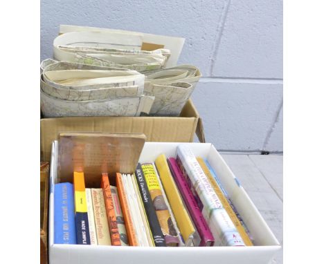 Two boxes of book related to geology and collection of ordnance survey maps, including local interest **PLEASE NOTE THIS LOT 