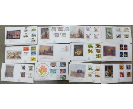 Silk First Day covers, all Great Britain and mainly typed address 