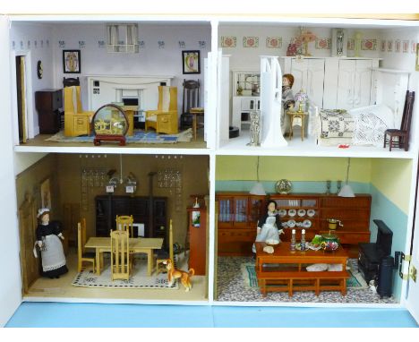 A Dolls House Emporiun Charles Rennie Makintosh-style Scottish House and Furniture. Assembled from a kit made by the Dolls Ho
