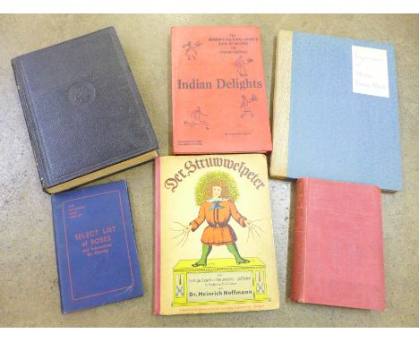 Vintage books including Cookery, Insects, Rose Management, etc. 