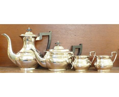 A four piece Viners of Sheffield Alpha plate tea service and an EPBM tea service 