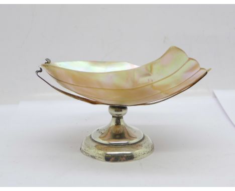 A silver and pearl bon-bon dish, a/f 