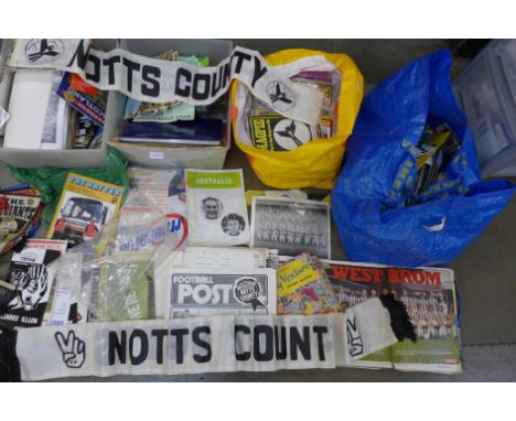 A large quantity of football programmes, mainly a Notts County FC fan compilation with programmes bundled in years, with maga