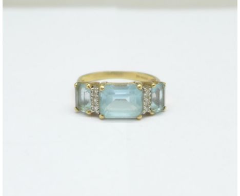 A 9ct gold and blue stone ring, 3.6g, O 