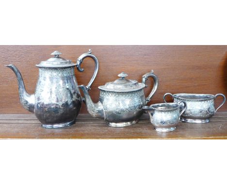 A silver plated four piece tea service 