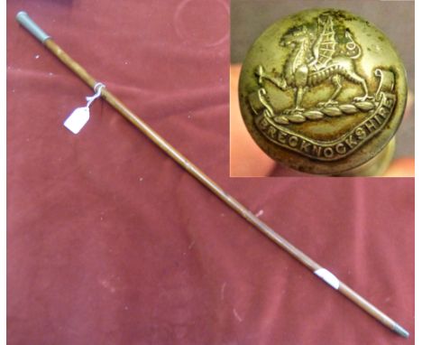 British WWI Breconshire Regiment split cane Swagger Stick, silver-plated handle and brass tip, made J.R. Gaunt London Pat. No