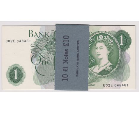 1967 £1 JS Fforde, GOEBEL machine, prefix U02E BE 76f, run of ten consecutive, UNC