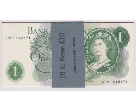 1967 £1 JS Fforde, GOEBEL machine, prefix U02E BE 76f, run of ten consecutive, UNC