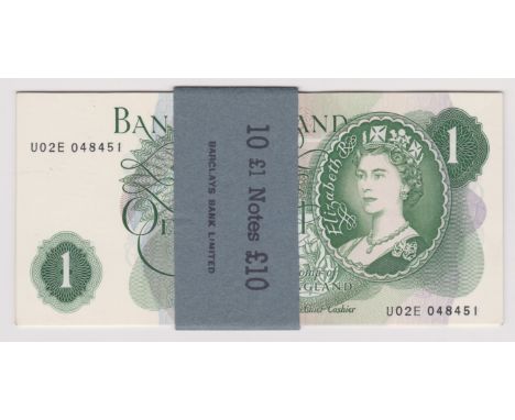 1967 £1 JS Fforde, GOEBEL machine, prefix U02E BE 76f, run of ten consecutive, UNC