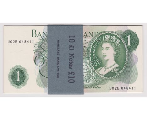 1967 £1 JS Fforde, GOEBEL machine, prefix U02E BE 76f, run of ten consecutive, UNC
