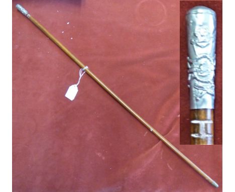 British WWI 1st Battalion Notts and Derby Regiment (Sherwood Foresters) NCO/Officers Swagger Stick, split-cane with silver pl