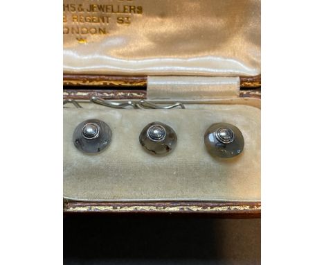 Agate and Silver Button Studs (Set of 5 ) in Case