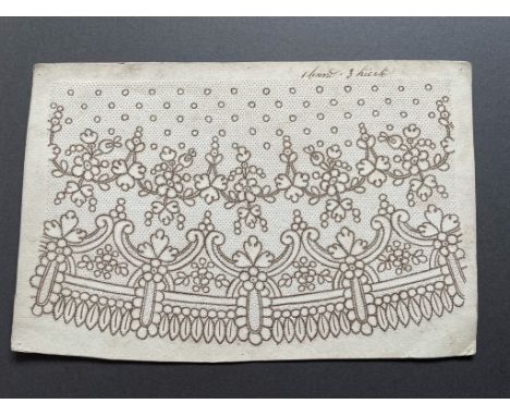 Antique Dutch Bobbin Lace Kantbreif/ Prickings pattern Border Design card