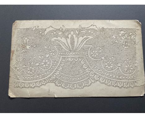 Antique Dutch Bobbin Lace Kantbreif/ Prickings pattern Border Design card