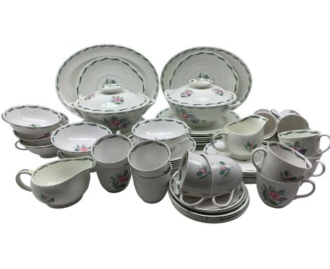 Susie Cooper 'Fragrance' pattern dinner and tea service comprising six dinner, salad plates and side plates, two tureens, two
