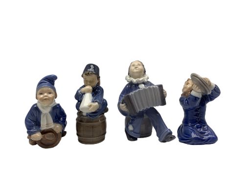 Royal Copenhagen figures of child musicians including no.3677, 3667, 3689, 148 max H13cm (4)Condition Report:Restoration to l