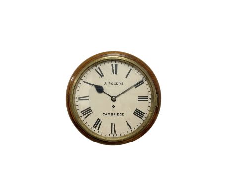 John Rodgers of Cambridge - 8-day chain fusee wall clock c1910, with a mahogany wooden dial surround, pendulum regulation doo