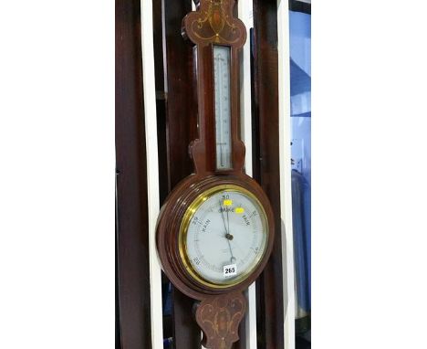 Inlaid mahogany banjo barometer