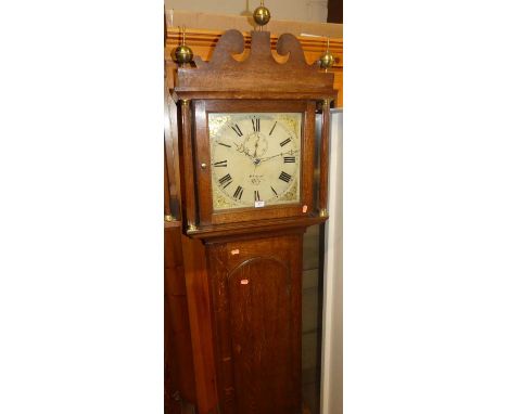 An early 19th century provincial longcase clock, the square painted dial signed Whitrod Diss, with subsidiary seconds dial, 3