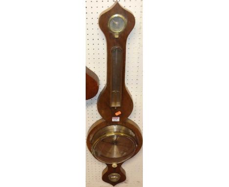 A 19th century walnut four dial wheel barometer, h.94cm 
