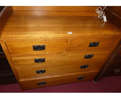 A contemporary light oak ledgeback squarefront chest, of two short over three long graduated drawers, w.101.5cm 