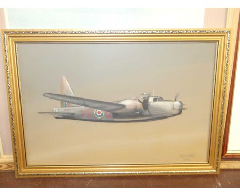 D O Cooper - Vickers Wellington, oil on millboard, 26x41cm, Graham Johnstone - Supermarine, watercolour, 29x39cm; and one oth