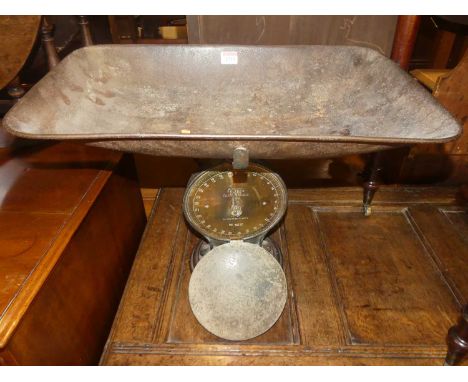 A cast metal and brass set of Salter's weighing scales