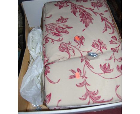 Two boxes containing a quantity of Laura Ashley lined curtainsCondition report: Two pairs of curtains each with pelmet.Pelmet