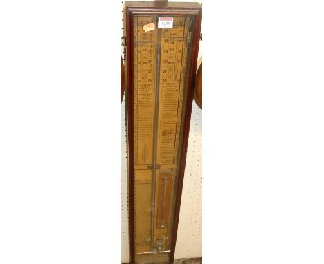 A late Victorian oak cased Admiral Fitzroy barometer, 93 x 16.5cmCondition report: Break to lower area of glass.