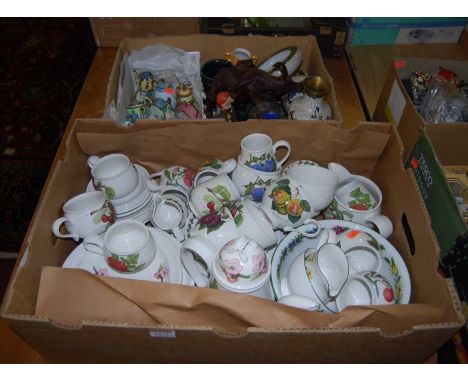 Two boxes of mixed effects to include; a quantity of Portmeirion dinner and teawares and Chinese enamel wares etc
