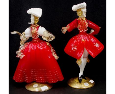 Pair of Murano glass dancers 22.5cm - 24cm high approx