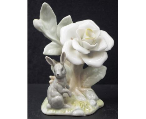 Kensington ceramic Rabbit &amp; Rose figure marked to base, (height 11cm approx).