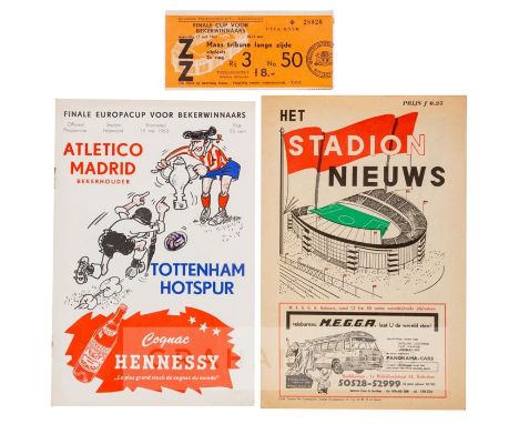 Tottenham Hotspur in Europe 1961-62 (EC), 1962-63 (ECWC) and 1963-64 (ECWC): a collection of programmes and tickets,all home 
