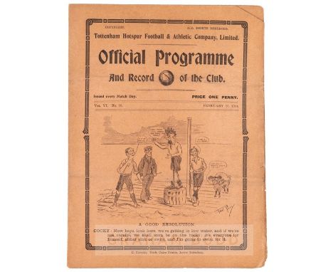 Programme from the Football League Division One match between Tottenham Hotspur and Burnley at White Hart Lane, 23rd February