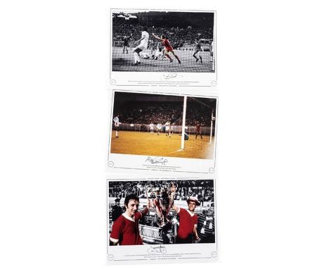 Three Liverpool FC autographed limited edition colour photographic prints commemorating European Cup victories,the first a 19